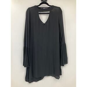 Mossimo Supply Co. Black Boho Gauzy Long Sleeve Keyhole Lightweight Mini Dress